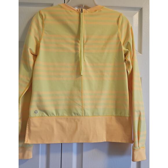 Lululemon Warm Up Crew Womens 4 Running Striped Yellow Yoga Activewear Long Slve - Picture 14 of 16
